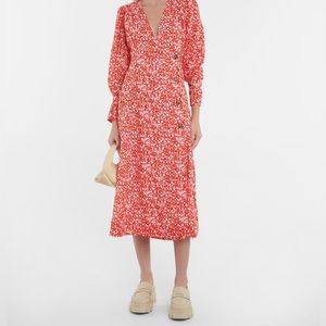 Ganni Crepe Button Wrap Midi XL